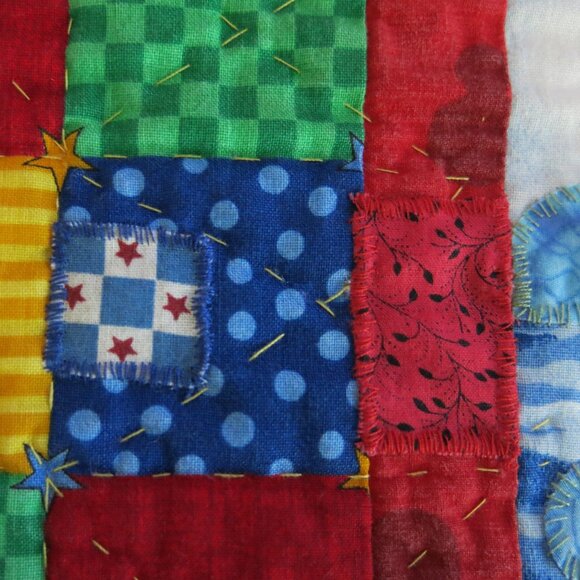 Vintage Handmade Handsewn Bears On Go Micky Mouse Double Sided Cotton Quilt - Picture 15 of 16